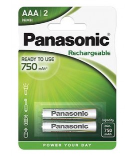 Pilas recargables tipo AAA 750mAh blister 2 unidades - PANASONIC