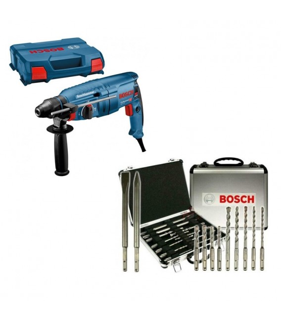 SET martillo perforador GBH 2-25 con maletín de transporte + juego 11 brocas y punteros SDS-plus en maletín