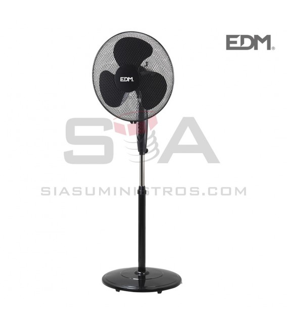 Ventilador de pie negro Ø 40cm 45W altura regulable, oscilante - EDM 33945