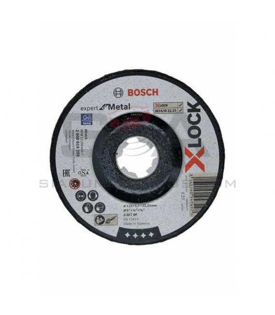 X-LOCK Expert for Metal 125x6x22,23, desbaste con rebaje A 30 T BF, 125 mm, 6,0 mm - BOSCH 2608619259