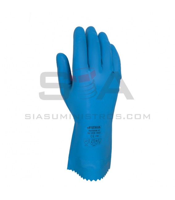 Guante sin soporte de látex satinado color azul - JUBA 611B