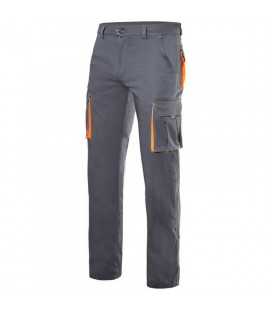 Pantalón Stretch bicolor multibolsillos gris/naranja flúor - VELILLA 103008S