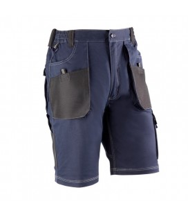 Pantalón corto multibolsillos de 68% algodón, 30% poliester y 2% elastano, Azul marino / Negro - JUBA 182
