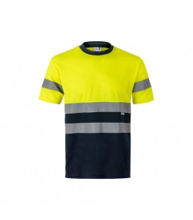 Camiseta técnica alta visibilidad Azul marino/Amarillo flúor - VELILLA 305506